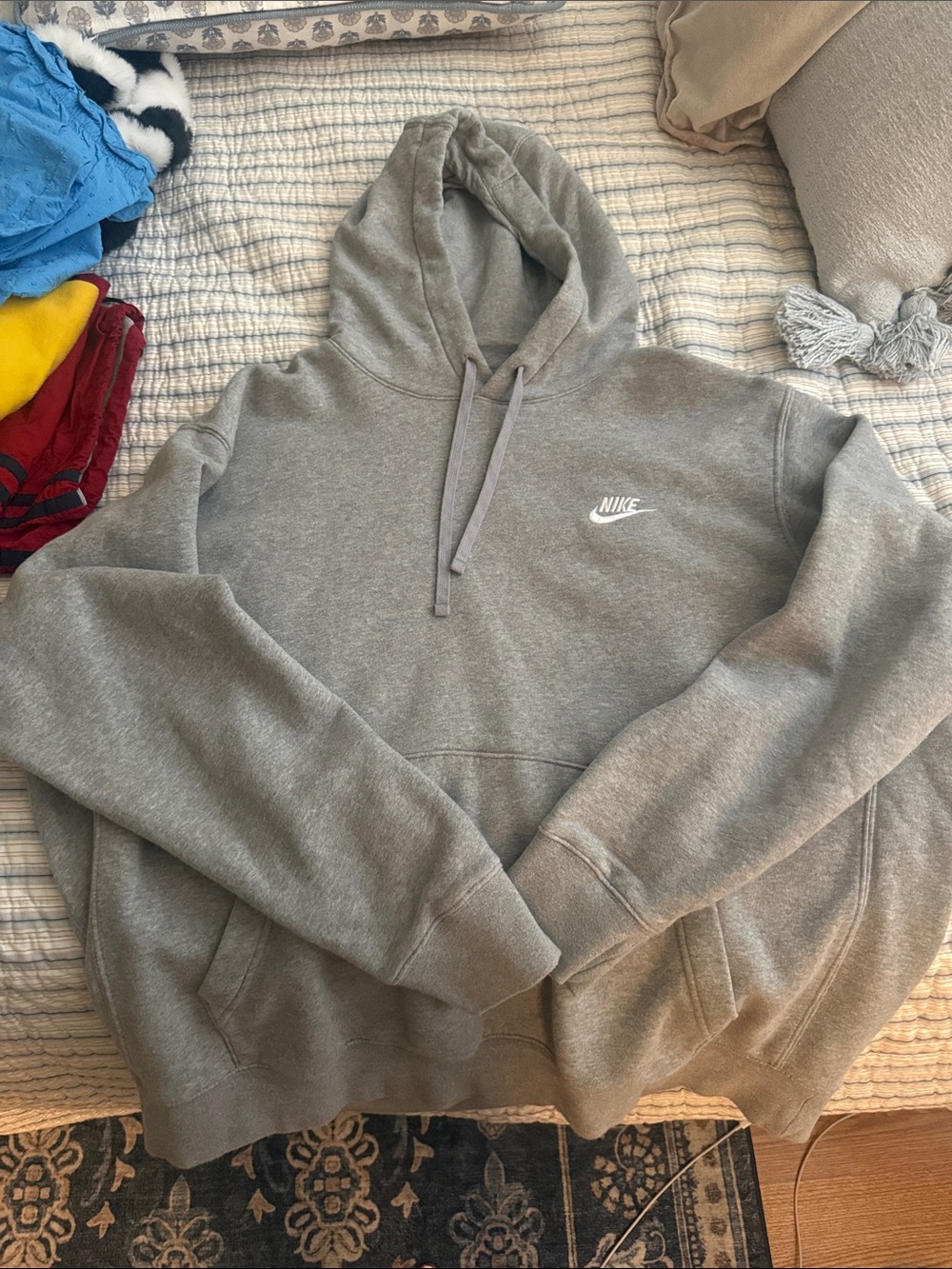 Nike Gray Pullover Hoodie with White Swoosh